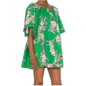 Free People Jodie Printed Tunic Dress in Gardenia Green Floral Print Size S